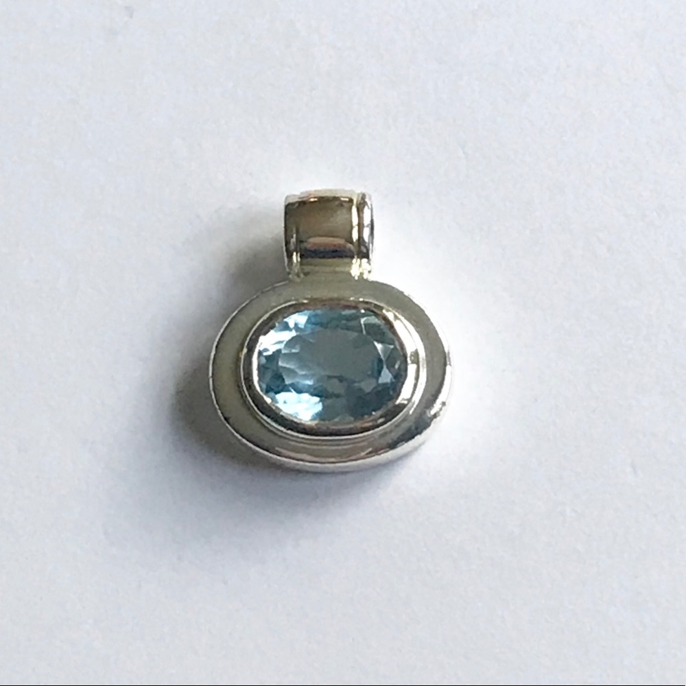 Silver with Blue Stone Necklace Charm